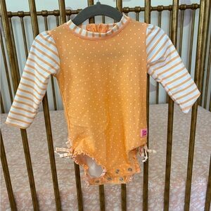 Ruffle Butts Orange Polka Dot Kids Swim One Piece